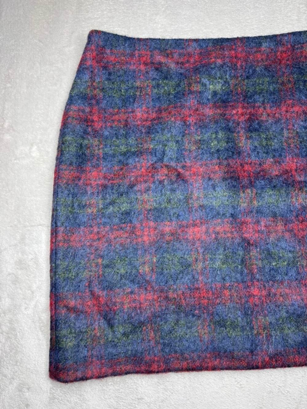 Talbots Wool Alpaca Blend Plaid Red Green Blue Straight Academia Mini Skirt 16 - Picture 3 of 15